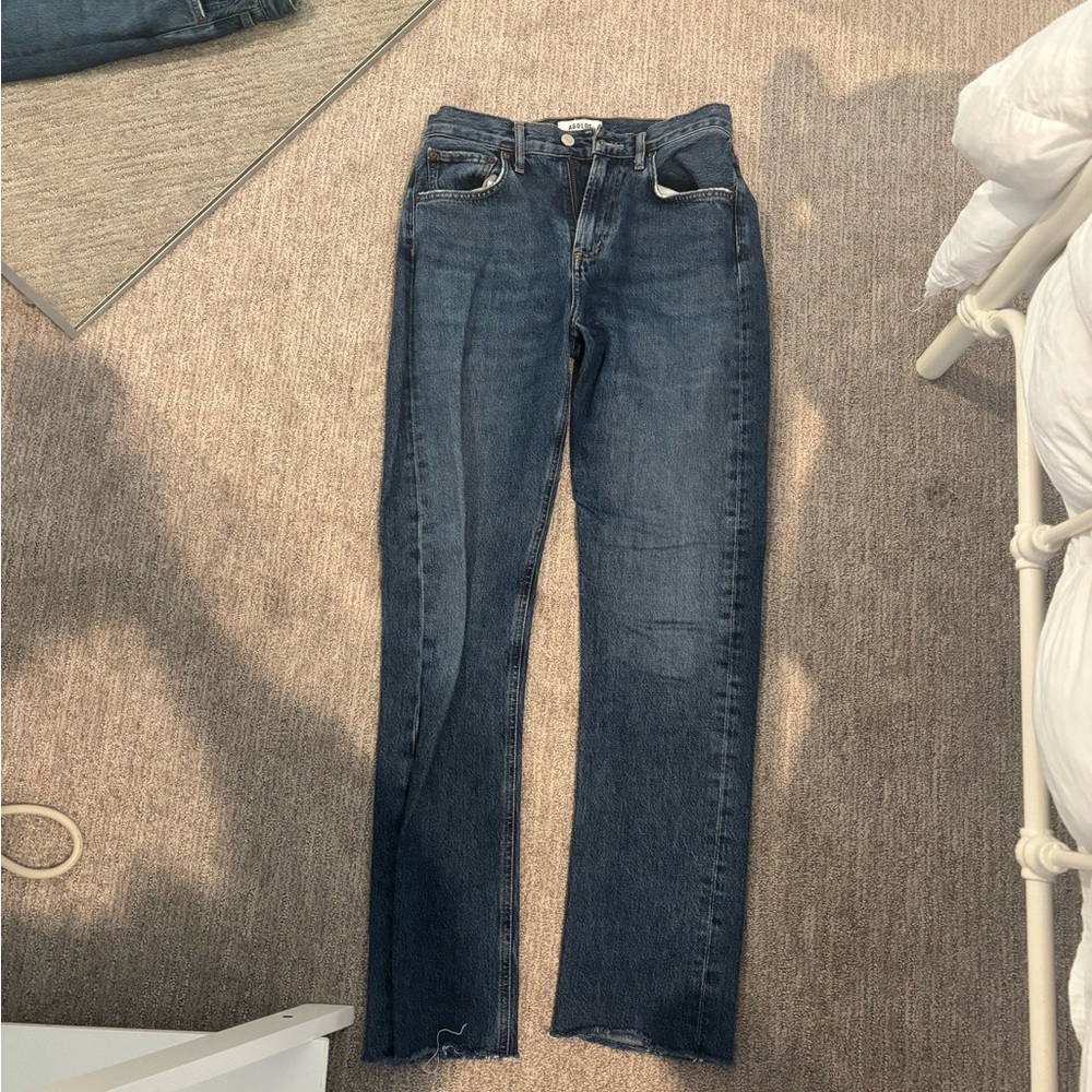 Agolde Dark Blue Straight Leg Jeans